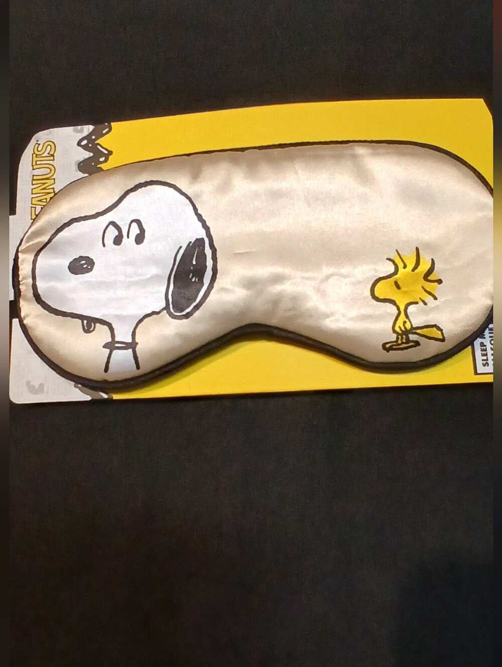 Peanuts -Sleep Mask, Fabric Covered Elastic Headband Snoopy/Woodstock On Front